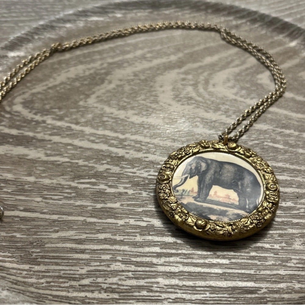 Gold Elephant Pendant Necklace 24”